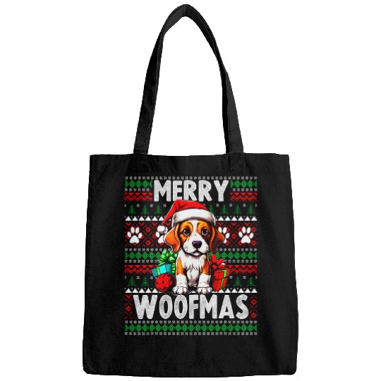 Funny Beagle Dog Christmas Design Merry Woofmas Bags
