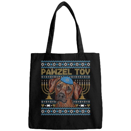 Pawzel Tov Jewish Rhodesian Ridgeback Dog Funny Hanukkah Bags