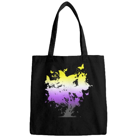 Non Binary Butterfly Tree Non Binary Flag Nonbinary Pride Bags
