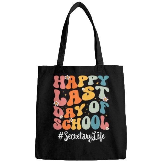 Retro Secretary Life Happy Last Day Of School Teacher Bags