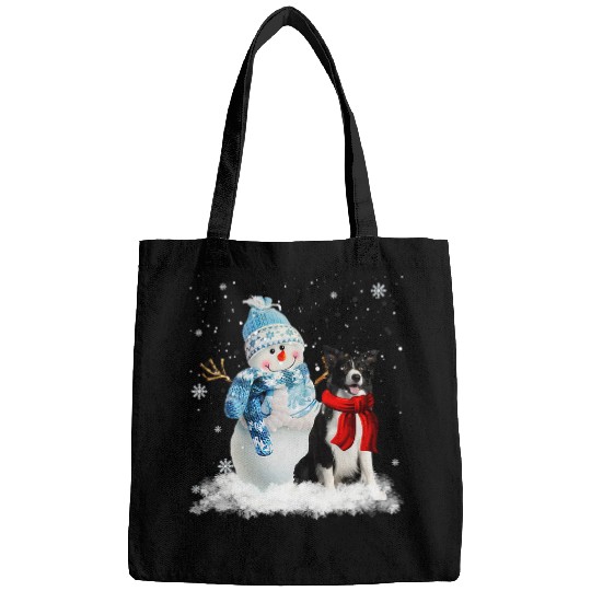 Funny Border Collie Christmas Snowman Christmas Pajama Bags