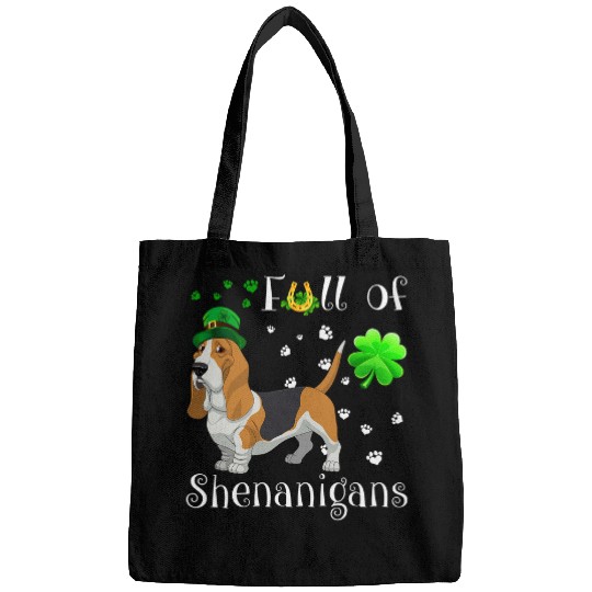 Discover Full Of Shenanigans basset hound Dog Irish Bags
