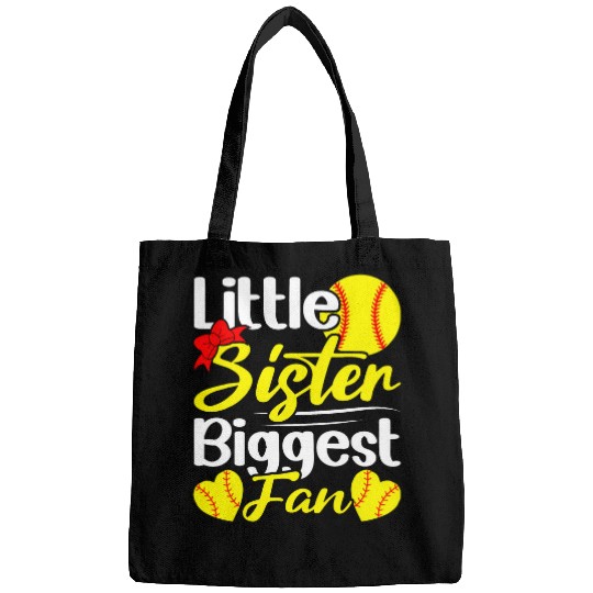 Softball Sister for Girls Little Sister Biggest Fan Softball Bags