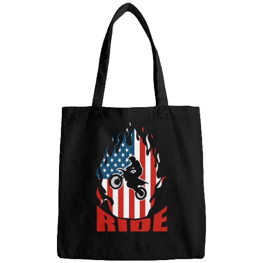 Motocross Braap USA Flag Flames Dirtbike Motorcycle Fun 22 Bags