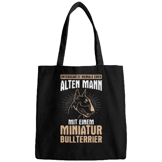 Mens Old Man Miniature Bull Terrier Dog Holder Bags
