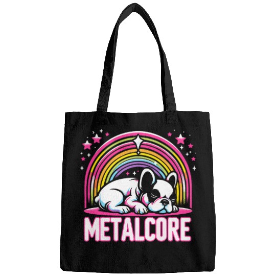 Metalcore Rainbow French Bulldog Death Core Vocalist Graphic Bags