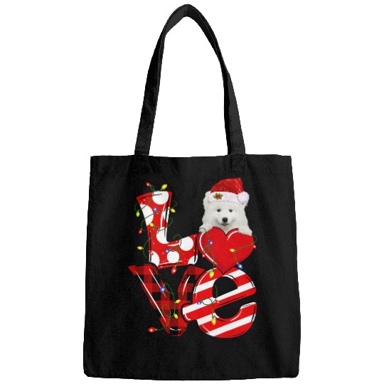 Dog Samoyed xmass Lighting Hat Santa Love Christmas Bags