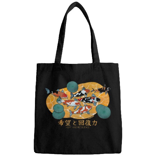 Hope and Resilience in retro japanese koi fish life clothes Bags