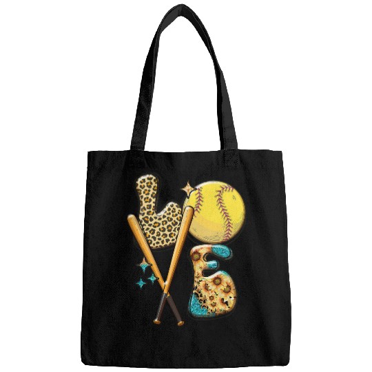Softball LOVE Baller Girl Leopard Print Baseball Game Day Bags