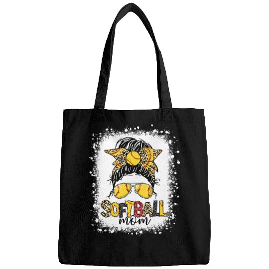 Softball Mom Happy Mothers Day Mom Life Messy Bun Bleached Bags