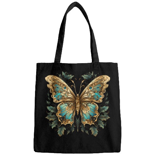 vintages Cottagecore Butterfly Moth With Flowers Bags