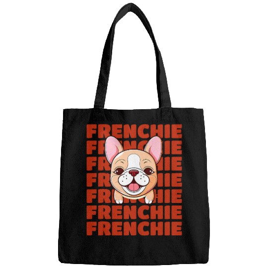 Frenchie Love Repeated Text Cute French Bulldog Design 1 Bags