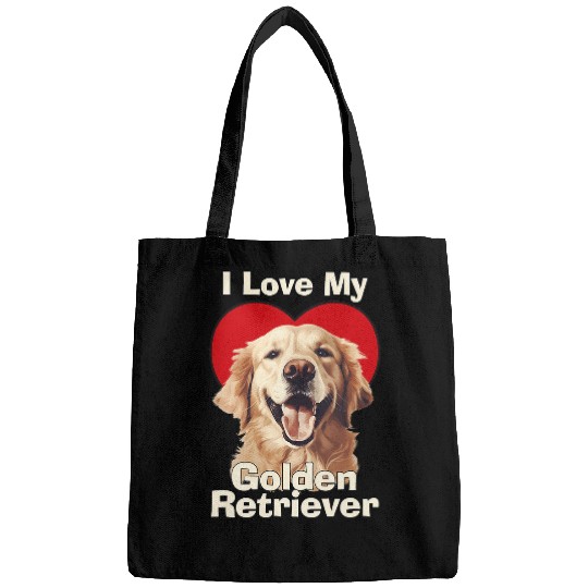 I Love My Golden Retriever Puppy Dog Bags