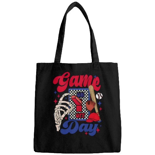 Retro Groovy Game Day Baseball Funny Baseball Men Women Bags