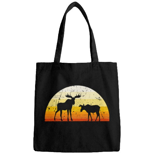 vintages Moose Silhouette Retro Sunset Elk Themed Moose Lover Bags