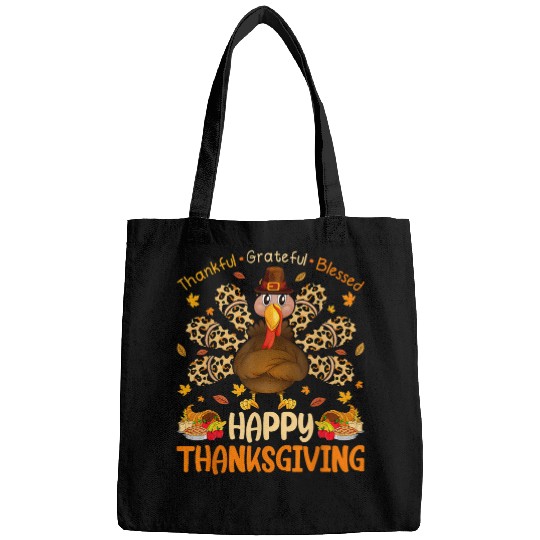 Thankful Grateful Blessed Happy Thanksgiving Cute Turkey Bags