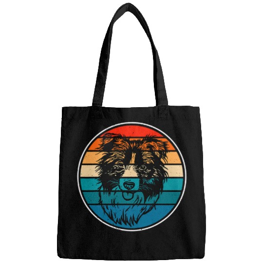 Funny Border Collie Retro vintages Cute Dog Pet Owner Lover Bags