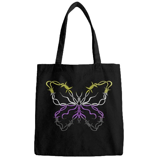 Nonbinary Butterfly Barbwire Nonbinary Flag Nonbinary Pride Bags