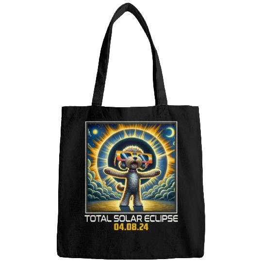 Schnoodle Dog Taking Selfie Solar Eclipse Bags