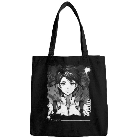 Monochrome Shonen manga panel waifu beautiful woman pilot Bags