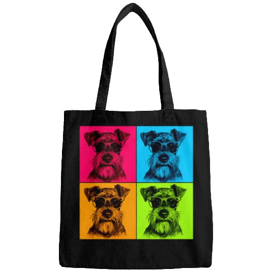 Miniature Schnauzer Dog Pop Art Design Illustration Colorful Bags