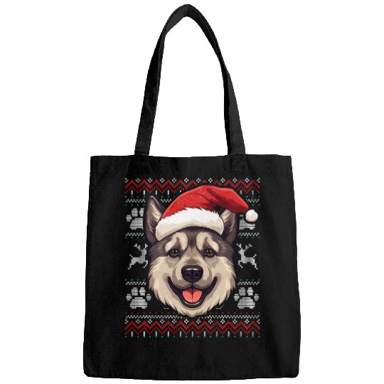 Discover Norwegian Elkhound Santa Hat Christmas Funny Dog Mom Dad 1 Bags