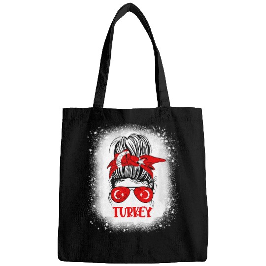 Turkish Woman Messy bun Kids Girls Turkey flag Bleached Bags