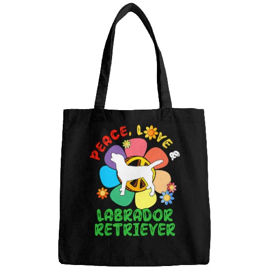 Peace Love And Labrador Retriever Flowers Peace Symbols Bags