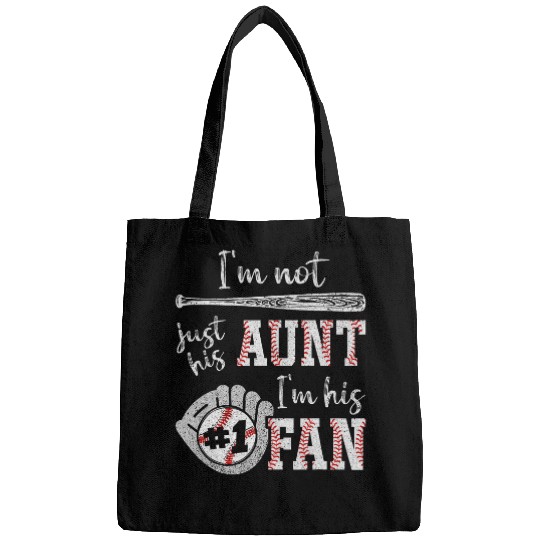 Im Not Just His Aunt Im His 1 Fan Proud Baseball Auntie Bags