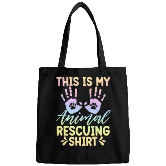 Pastel Rainbow Animal Rescue Graphic Art Design Bags