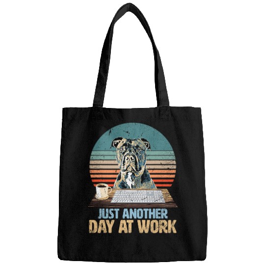 Funny Pit Bull Terrier has a boring job Bags