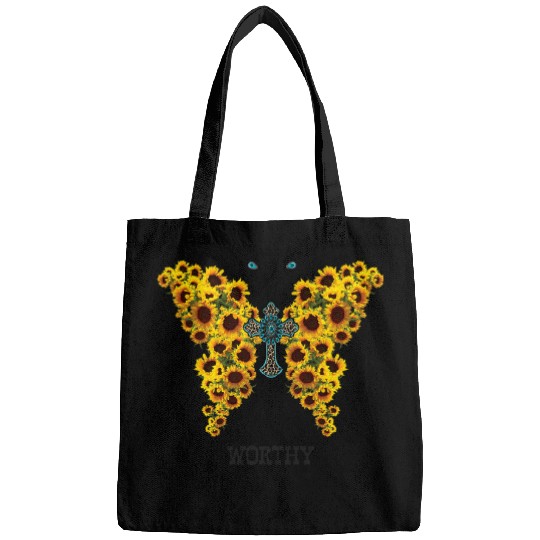 Worthy Western Sunflower Butterfly Christian Cross Bags