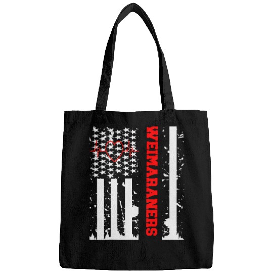 Weimaraner Dog Graphic with vintages USA Flag Bags