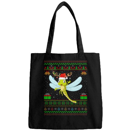 Reindeer Santa Hat Matching Ugly Dragonfly Christmas Bags