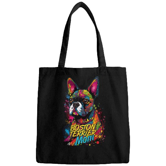 Graffiti Boston Terrier Mom Mural Street Art Boston Terrier Bags