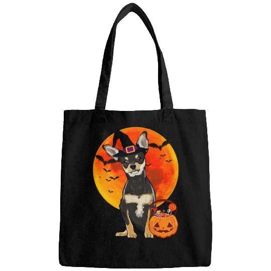 Halloween Pumpkin Dog Chihuahua Black Bags