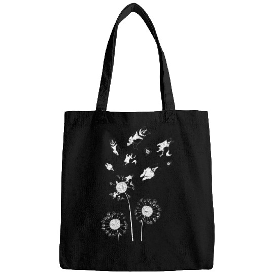 Funny Dog Lover Flower Floral Dandelion Border Collie Bags