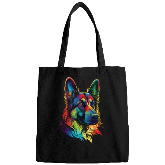 German Shepherd Dog Breed Colorful Mom Lady Bags