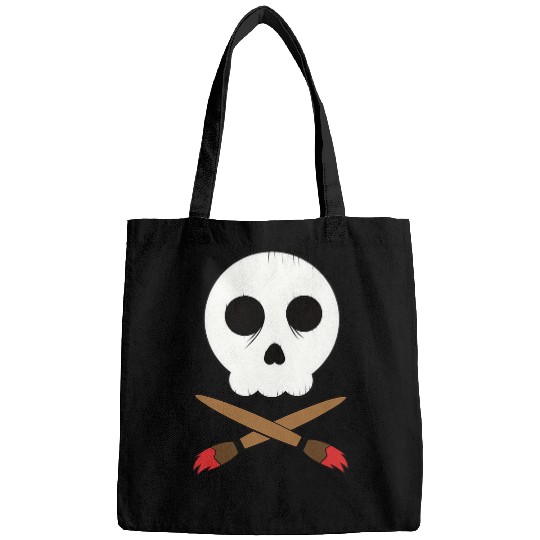 Skull and Paintbrush Artist Crossbones Bags