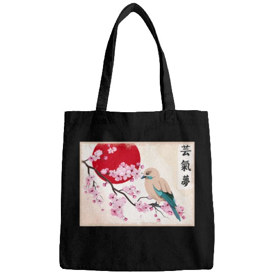 japanese cherry blossom flower bird japan Bags