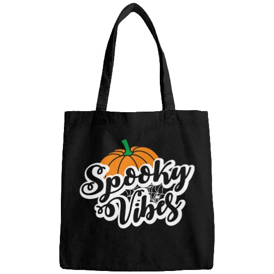 Spooky Vibes Pumpkin and Spiderweb Halloween Bags