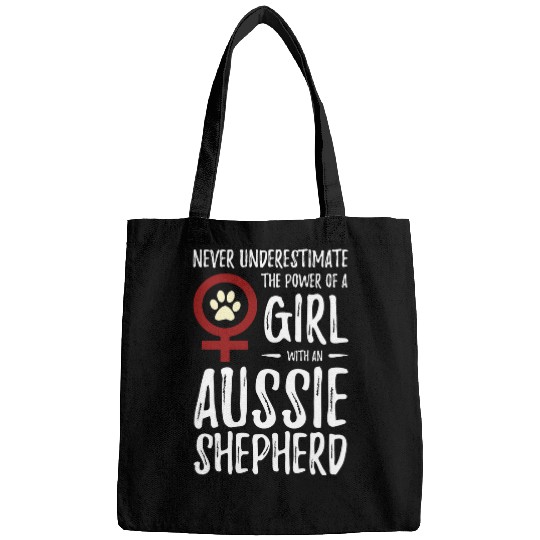Power of Girl With Australian Shepherd for Dog Mom Bags