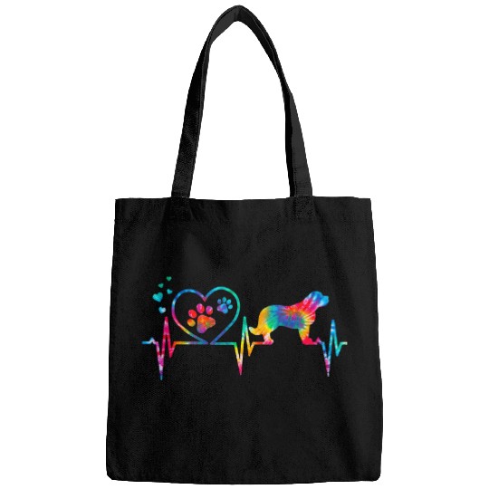 Saint Bernard Tie Dye Heartbeat Love Dog Funny Bags