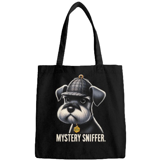 Mystery Sniffer Miniature Schnauzer Dog Funny Graphic Tees Bags