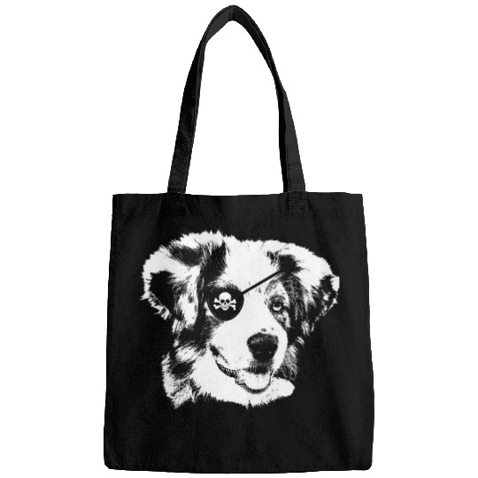 Pirate Australian Shepherd Border Collie With Eye Patch Bags