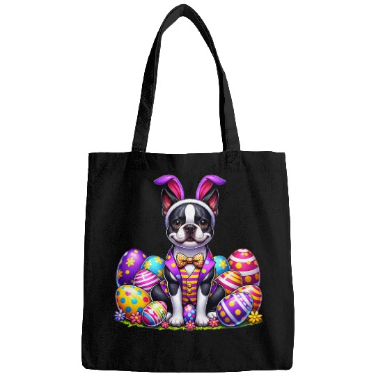 Funny Easter Day Boston Terrier Bunny Costume Bags