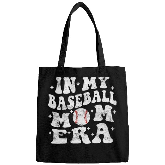 In My Baseball Mom Era Funny Player Baseball Mom Dad Groovy Bags
