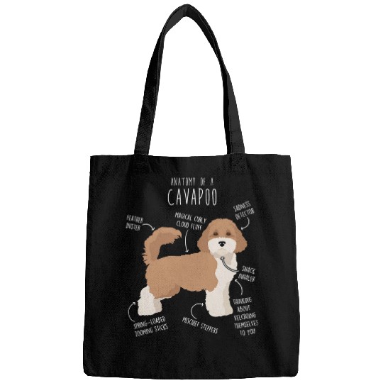 Parti Cavapoo Dog Anatomy Cute Funny Cavoodle Pet Mom Dad Bags