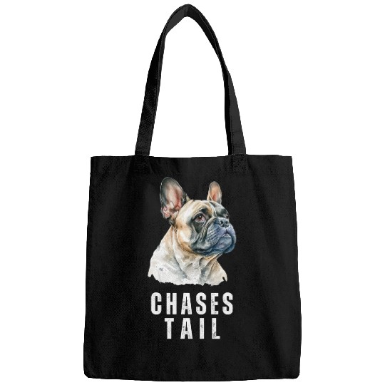 Funny Frenchie Chases Tail Funny French Bulldog 2 Bags