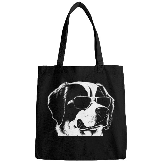 Saint Bernard Dog With Sunglasses Funny Dog Dad Mom Lovers Bags